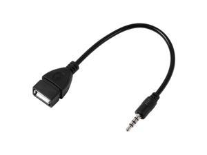 USB 2.0 Female to AUX 3.5mm Male Plug Data Charge Cable Audio Converter Adapter