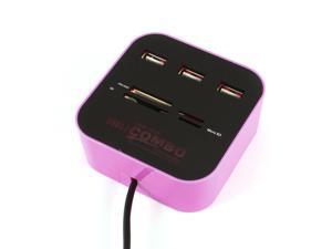 Unique Bargains 3 Port Powered USB 2.0 Hub Expander + Multi Memory Card Reader Pink Unique Bargains 3 Port Powered USB 2.0 Hub Expander + Multi Memory Card Reader Pink