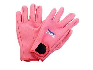 YOBEL Authorized Surfing Diving Hexagonal Pattern Full Finger Gloves Pink M Pair