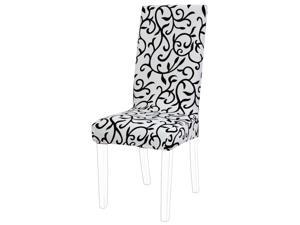 Stretch Spandex Short Dining Chair Covers Slipcover Parson Chair Covers White + Black Stretch Spandex Short Dining Chair Covers Slipcover Parson Chair Covers White + Black