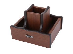 Office Desk Wooden 5 Slots Rotating Base Ruler Pencil Pen Holder Container Office Desk Wooden 5 Slots Rotating Base Ruler Pencil Pen Holder Container