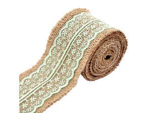 Household Gift Lace Edge Ornament Craft Burlap Ribbon Roll Light Green 2.2 Yards Household Gift Lace Edge Ornament Craft Burlap Ribbon Roll Light Green 2.2 Yards