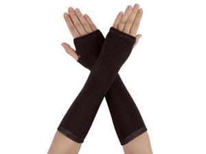 Global Bargains Women's Pair Fingerless Arm Winter Warmers Elbow Long Gloves Coffee
