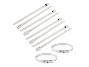 Unique Bargains 10PCS 4.6mm x 100mm Stainless Steel Cable Pipe Tie Hoop Clamp