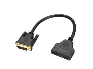 DVI to HDMI Splitter 1 in 2 Out Male to Dual Female Cable 1ft 30cm Black for HDTV Projector DVI to HDMI Splitter 1 in 2 Out Male to Dual Female Cable 1ft 30cm Black for HDTV Projector