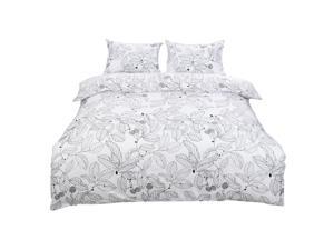 3pcs Duvet Cover Bedding Set(1 Duvet Cover + 2 Pillow Shams) Lightweight Microfiber Well Designed Floral Pattern - Comfortable, Breathable and Soft, Single Size, Leaves