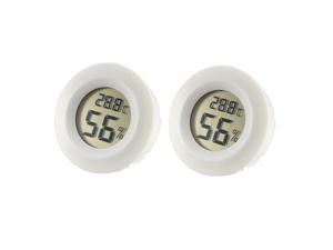 White Round Shape Digital Temperature Humidity Meters Gauge Indoor Thermometer Hygrometer LCD Display Celsius(°C) for Humidors, Greenhouse 2pcs