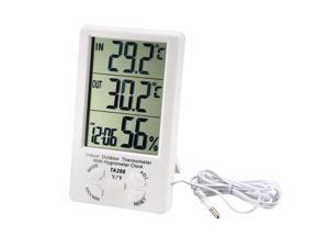 TA298 Digital Hygrometer Indoor Outdoor Thermometer Humidity Monitor Humidity Gauge with Clock