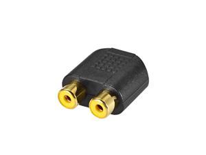 3.5mm Female to 2-RCA Female Connector Splitter Adapter Coupler Black for Stereo Audio Video AV TV Cable Convert