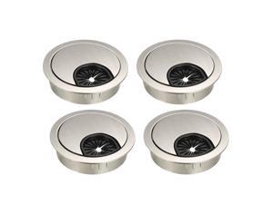 Cable Hole Cover, 2" Zinc Alloy Desk Grommet for Wire Organizer, 4 Pcs (Wire Drawing, Silver)