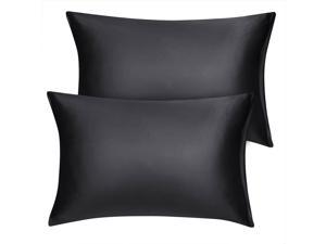 Queen Satin Pillowcase with Zipper, Super Soft and Luxury, Silky Pillow Cases Covers Set of 2, 21"x31", Black