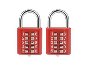 10-Digit Combination Padlock Push Button Locker Cabinet Lock Red 2Pcs