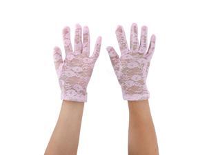 Ladies Summer Driving Cycling Lace Full Finger Mittens Sun Resistant Gloves Pink Pair Ladies Summer Driving Cycling Lace Full Finger Mittens Sun Resistant Gloves Pink Pair
