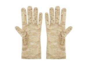 Ladies Summer Driving Cycling Lace Full Finger Mittens Sun Resistant Gloves Beige Pair Ladies Summer Driving Cycling Lace Full Finger Mittens Sun Resistant Gloves Beige Pair
