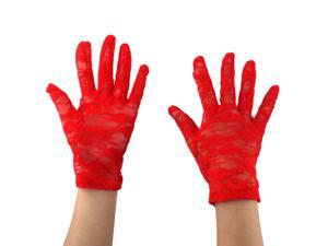 Ladies Summer Driving Cycling Lace Full Finger Mittens Sun Resistant Gloves Red Pair Ladies Summer Driving Cycling Lace Full Finger Mittens Sun Resistant Gloves Red Pair
