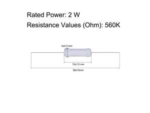 100 Pcs Metal Oxide Film Resistor, 5% Tolerance, Axial Lead, 2W, Flame Proof, 560K Ohm Resistance for DIY Electronic Projects and 100 Pcs Metal Oxide Film Resistor, 5% Tolerance, Axial Lead, 2W, Flame Proof, 560K Ohm Resistance for DIY Electronic Projects and