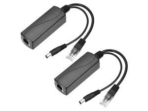 Active PoE Splitter Power over Ethernet Adapter 48V To 12V 2.2A IEEE 802.3af/at Compliant for Surveillance Camera with 145mm Wire 2Pcs