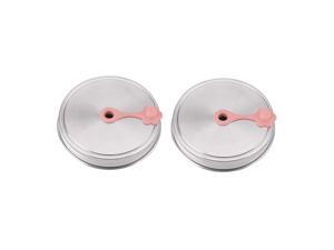 2pcs Stainless Steel Wide Mouth Mason Jar Lids with Straw Hole Canning Lids for Drinking & Food Storage Pink