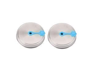 2pcs Stainless Steel Wide Mouth Mason Jar Lids with Straw Hole Canning Lids for Drinking & Food Storage Blue
