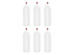 6pcs 8 OZ Plastic Condiment Squeeze Bottles with Red Cap Perfect for Cooking Salad Ketchup BBQ Syrup Condiments Dispenser
