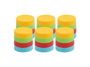 24 Pcs Colored Plastic Wide Mouth Mason Jar Lids Food Storage Cap for Mason Canning Ball Jars Green Sky Blue Red Yellow 24 Pcs Colored Plastic Wide Mouth Mason Jar Lids Food Storage Cap for Mason Canning Ball Jars Green Sky Blue Red Yellow