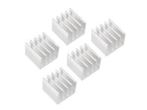 Aluminum Heatsink Cooler Circuit Board Cooling Fin Silver Tone 20mmx20mmx16mm 5Pcs for Led Semiconductor Integrated Circuit Device