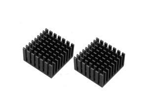 Aluminum Heatsink Cooler Circuit Board Cooling Fin Black 28mmx28mmx15mm 2Pcs for Led Semiconductor Integrated Circuit Device