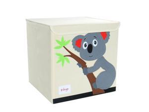 Foldable Toy Storage Bins Square Cartoon Animal Nonwovens Storage Box Eco-Friendly Fabric Storage Cubes Organizer for Bedroom Playroom Lid Grey Koala Pattern 13"x13"x13.6"