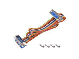 IDC Rainbow Wire Flat Ribbon Cable DB15 Male to DB15 Female Connector 2.54mm Pitch 19.7inch Length IDC Rainbow Wire Flat Ribbon Cable DB15 Male to DB15 Female Connector 2.54mm Pitch 19.7inch Length