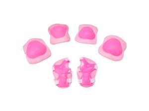 Unique Bargains Set 6 in 1 Children Protective Protecting Knee Elbow Wrist Palm Support Skating Pink