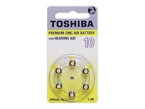 Toshiba Size 10 No Mercury Zinc Air Hearing Aid Batteries - 6 batteries