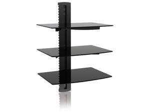 Ematic 3 Tempered Glass Shelf Wall Mount Kit for Entertainment System Components Ematic 3 Tempered Glass Shelf Wall Mount Kit for Entertainment System Components