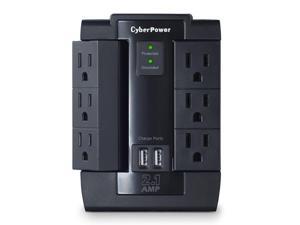 CyberPower CSP600WSU Surge Protector 6-AC Outlet Swivel with 2 USB (2.1A) Chargi CyberPower CSP600WSU Surge Protector 6-AC Outlet Swivel with 2 USB (2.1A) Chargi