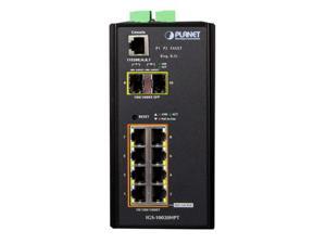 Planet IGS10020HPT L2 Industrial 8Port 101001000T 8023at PoE  2Port 1001000X SFP Managed Switch with Wide Operating Temperature