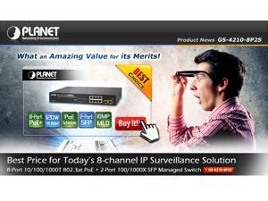 NeweggBusiness - Planet GS-4210-8P2S 8-Port 10/100/1000T 802.3at