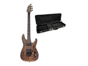 Schecter Omen Elite-6 FR Electric Guitar (Black Charcoal) with Hard Shell Case