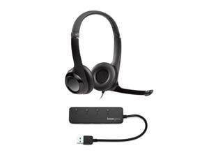 Logitech USB Headset H390 with Noise Cancelling Mic and 4 Port USB Hub