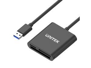 Unitek 3-Slot USB 3.0 Compact Card Reader, Read 3 Cards Simultaneously, Aluminum SD Micro SD CF Card Adapter Writer, Tf, SD, Micro SD, SDXC, SDHC, Compact Flash Memory Card Reader, Black