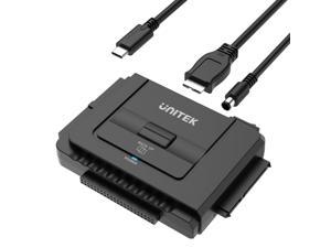 Unitek USB C to IDE and SATA Converter External Hard Drive Adapter Kit for Universal 2.5/3.5 HDD/SSD Hard Drive Disk, One Touch Backup Function, Included 12V/2A Power Adapter
