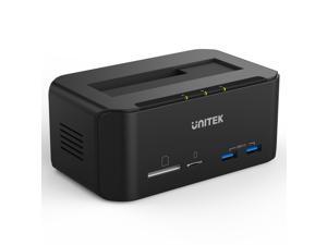 Unitek Tool Free USB 3.0 to SATA External Hard Drive Docking Station with 2-Port Hub and Card Reader for 2.5/3.5 Inch HDD SSD SATA I/II/III, Support UASP and 18TB
