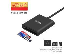 Unitek 3-Slot USB 3.0 Compact Card Reader, Read 3 Cards Simultaneously, Aluminum SD Micro SD CF Card Adapter Writer, Tf, SD, Micro SD, SDXC, SDHC, Compact Flash Memory Card Reader, Black Unitek 3-Slot USB 3.0 Compact Card Reader, Read 3 Cards Simultaneously, Aluminum SD Micro SD CF Card Adapter Writer, Tf, SD, Micro SD, SDXC, SDHC, Compact Flash Memory Card Reader, Black