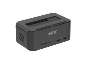 UNITEK Tool Free USB 3.0 to SATA External Hard Drive Docking Station with 2-Port Hub and Card Reader for 2.5/3.5 Inch HDD SSD SATA I/II/III, Support UASP and 10TB