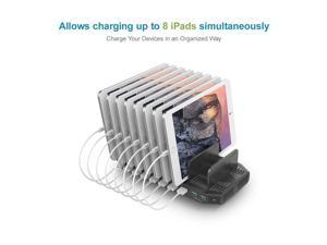 iPad Charging Station, Unitek 10-Port USB Charging Stand Charger Dock with Quick Charge 3.0 Compatible Multiple Device, Charging Station with 96W 19.2A Support 8 iPads Simultaneously -Upgraded Divider