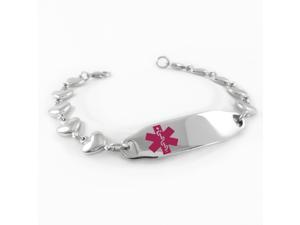 Pre-Engraved & Customized Hypoglycemia Medical ID Bracelet Steel & Rose Hearts Black My Identity Doctor