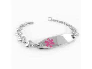 Heart Chain Pink My Identity Doctor Pre-Engraved & Customized Latex Allergy Medical ID Bracelet 