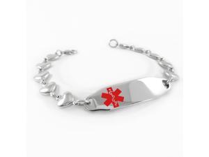 My Identity Doctor Red Black & Steel Hearts Pre-Engraved & Customized Women’s Breast Cancer Toggle Medical Charm Bracelet