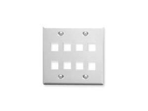 ICC IC107FD8WH Double Gang Keystone Wall Plate, 8 Port, White ICC IC107FD8WH Double Gang Keystone Wall Plate, 8 Port, White