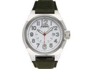 Zippo ZOZO45013 Men's Fabric Sport Watch Stainless Case White Dial W/ Black Zipp Zippo ZOZO45013 Men's Fabric Sport Watch Stainless Case White Dial W/ Black Zipp