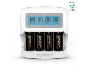 Premium High Capacity Rechargeable Batteries (4-Pack and Charger) Arlo Certified Li-ion 3.7V 750mAh and Smart Fast Charger with LCD Premium High Capacity Rechargeable Batteries (4-Pack and Charger) Arlo Certified Li-ion 3.7V 750mAh and Smart Fast Charger with LCD