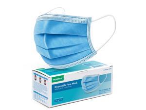 Triple-layer Filtration Disposable Face Masks with Nose Clip and Ear Loops, 50-Pack Triple-layer Filtration Disposable Face Masks with Nose Clip and Ear Loops, 50-Pack